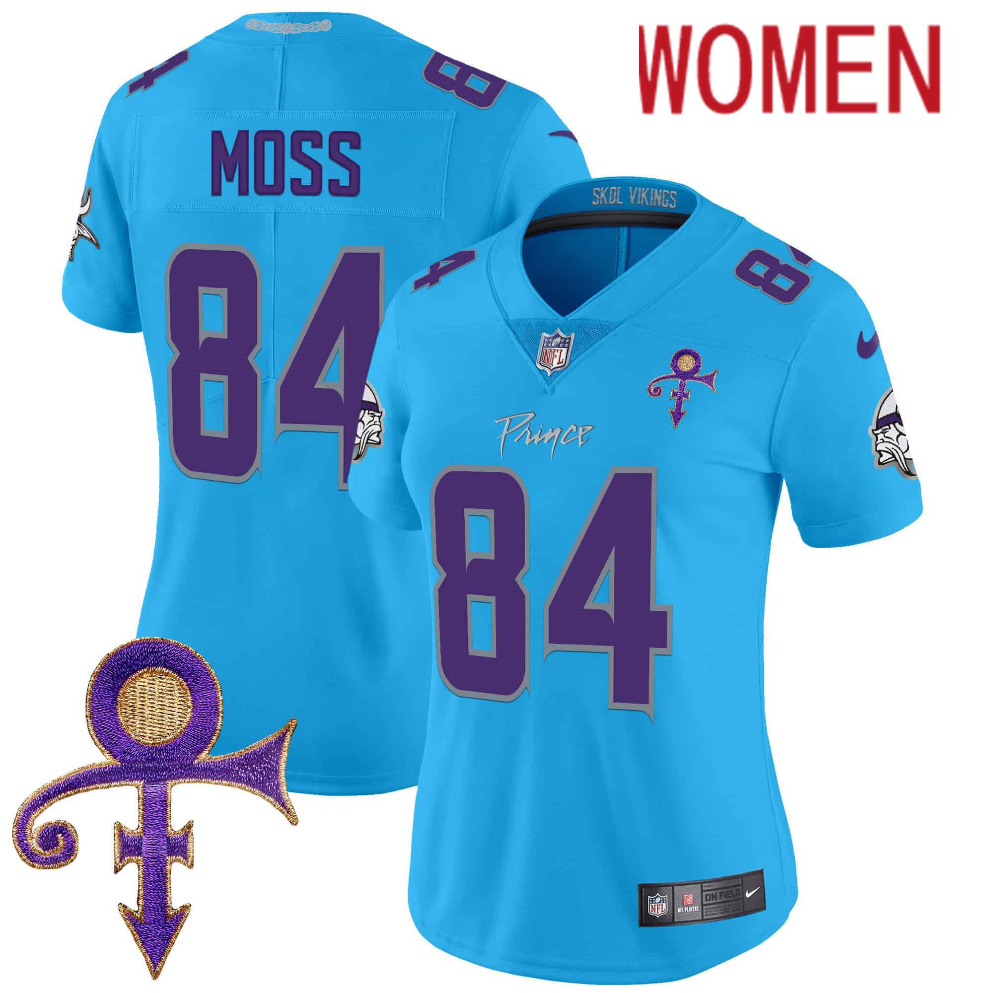 Women Minnesota Vikings #84 Moss Light Blue 2024 Nike Prince Vapor Limited NFL Jersey